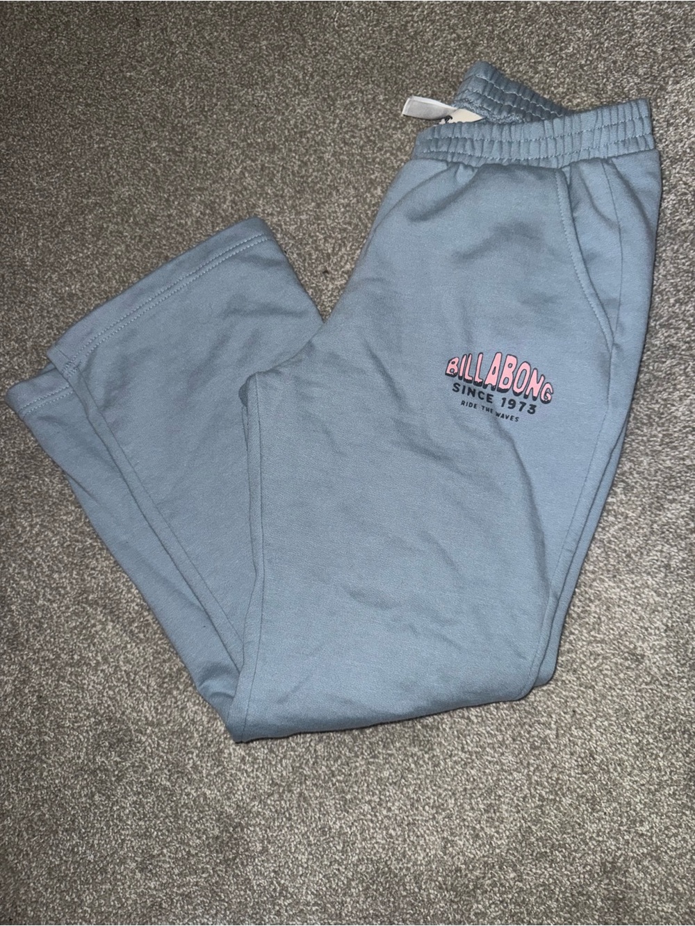 Billabong Light Blue Sweatpants with Pink Logo